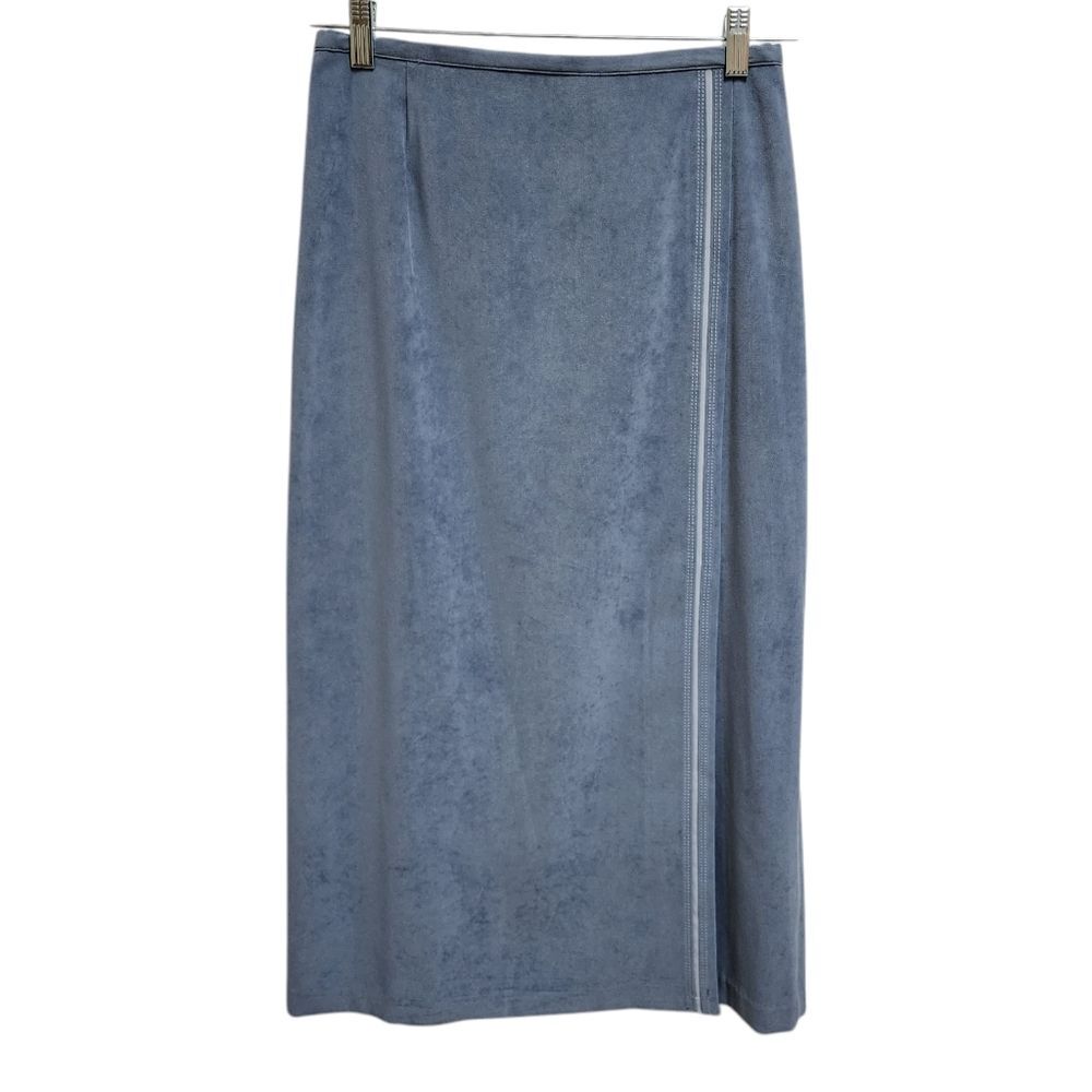 Norton McNaughton Slate Blue Faux Suede Stretch Skirt Womens 8P Zip Office